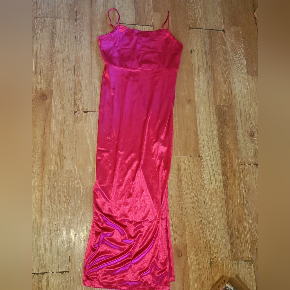 Elegant Celine Pink Satin Evening Gown